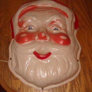 Royal Electric blow mold plastic light up Santa face wall hanging
